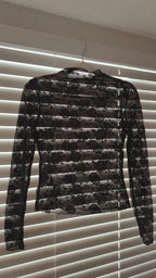 Black Floral Sheer Top