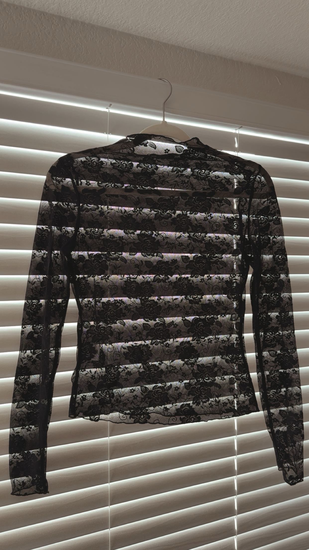 Black Floral Sheer Top