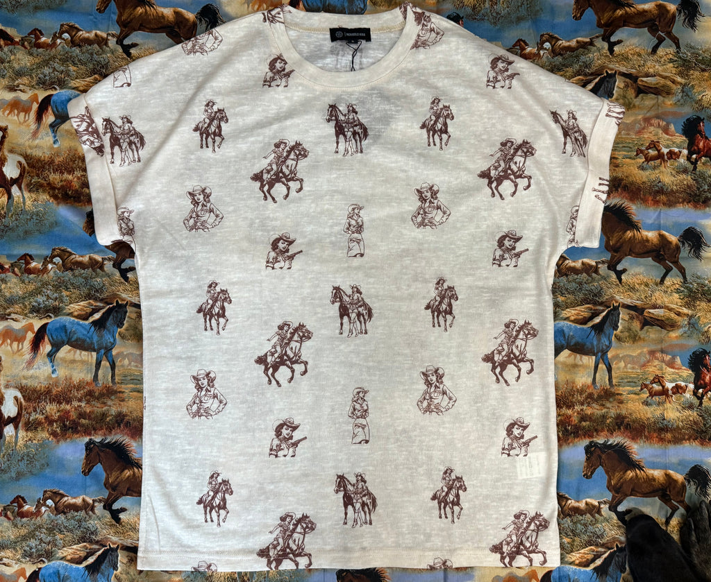 Cowgirl Print Short-sleeve
