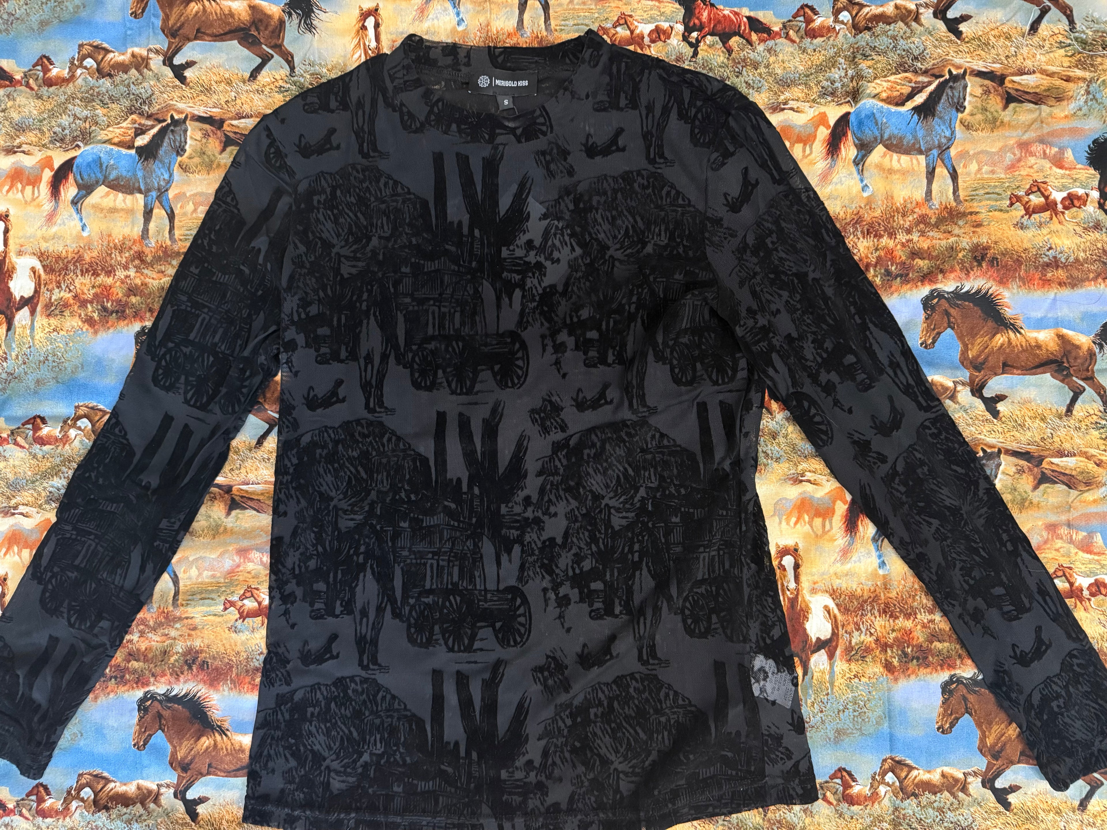 Old Town Print Mesh Long-sleeve