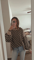 Checkered Patchwork Sweater Top