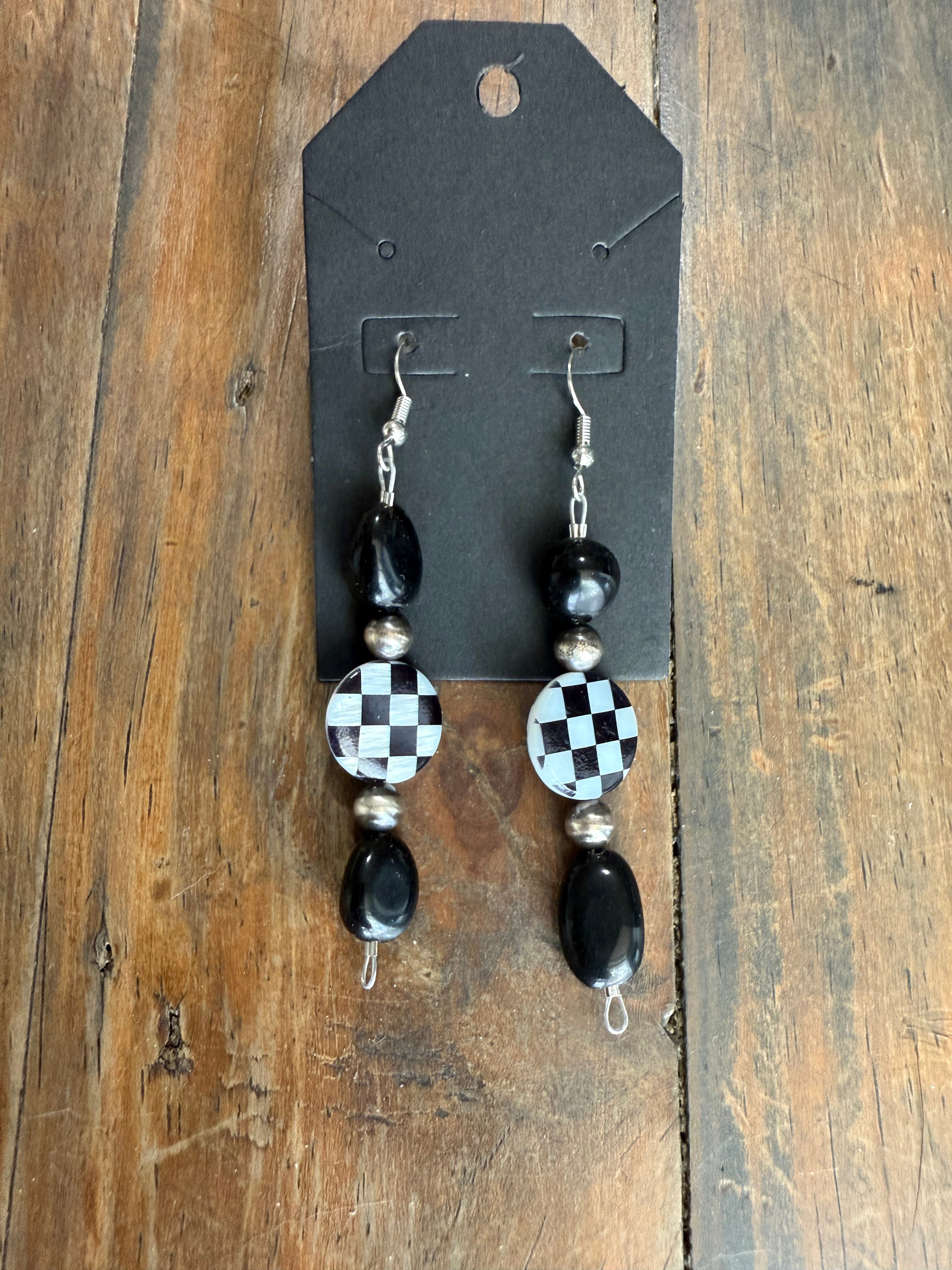 Checkered Dangle Earrings