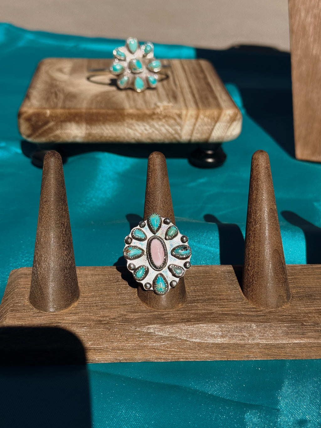 Kingman + Pink Conch Statement Ring (Size 8.5)