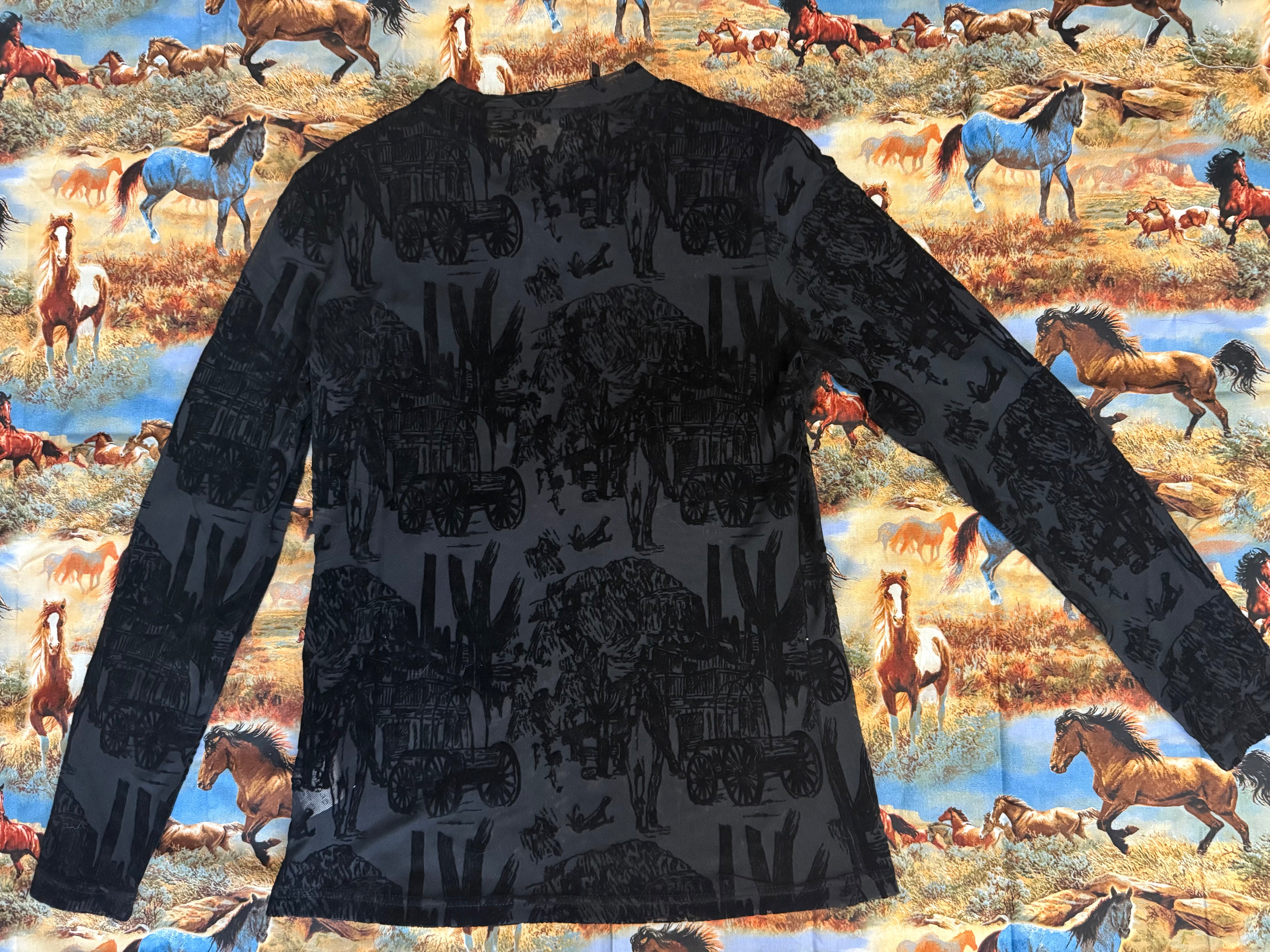 Old Town Print Mesh Long-sleeve