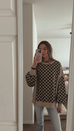 Checkered Patchwork Sweater Top