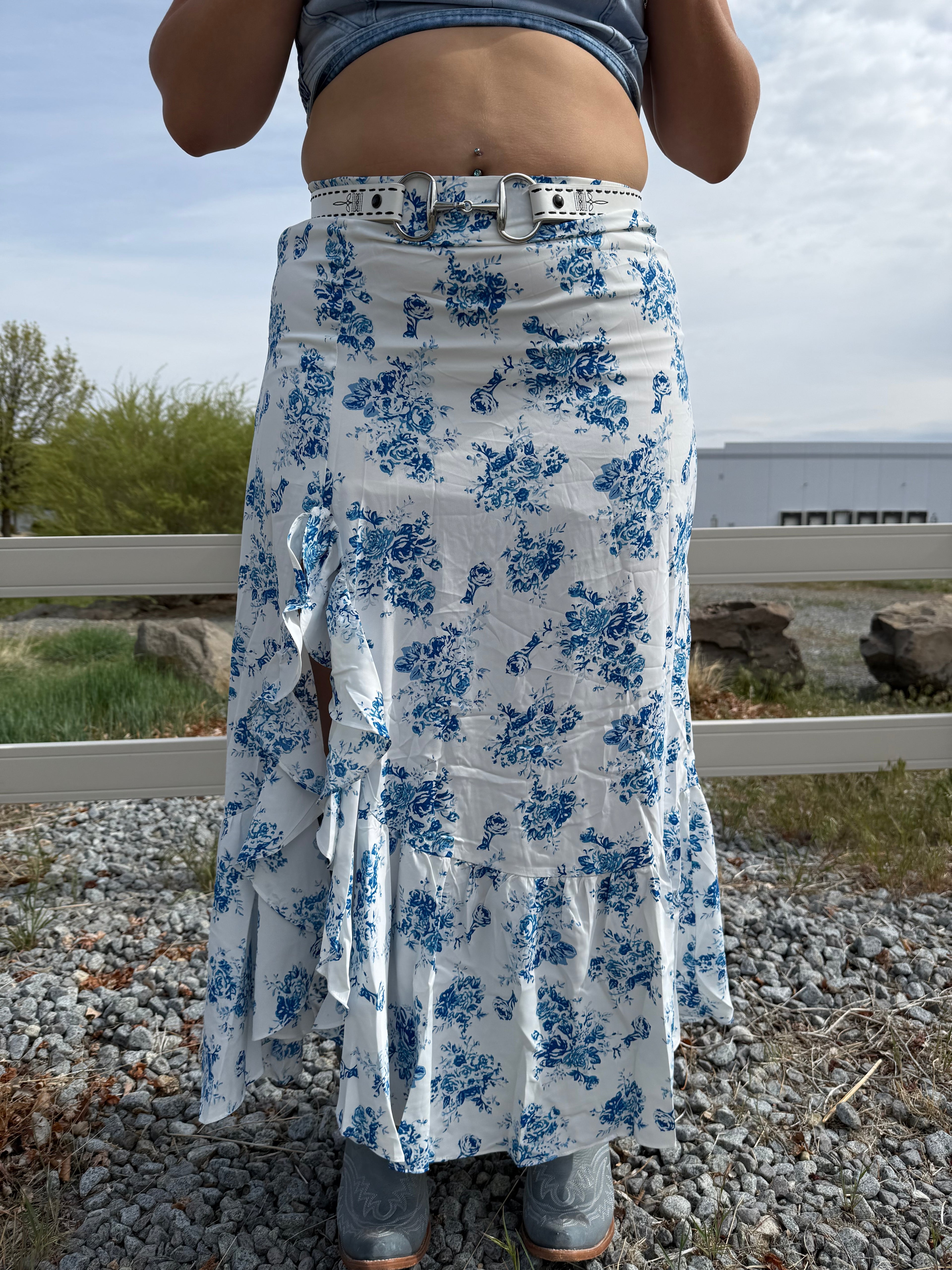 Blue Floral Skirt
