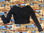 Black Ribbed Cropped Long-sleeve