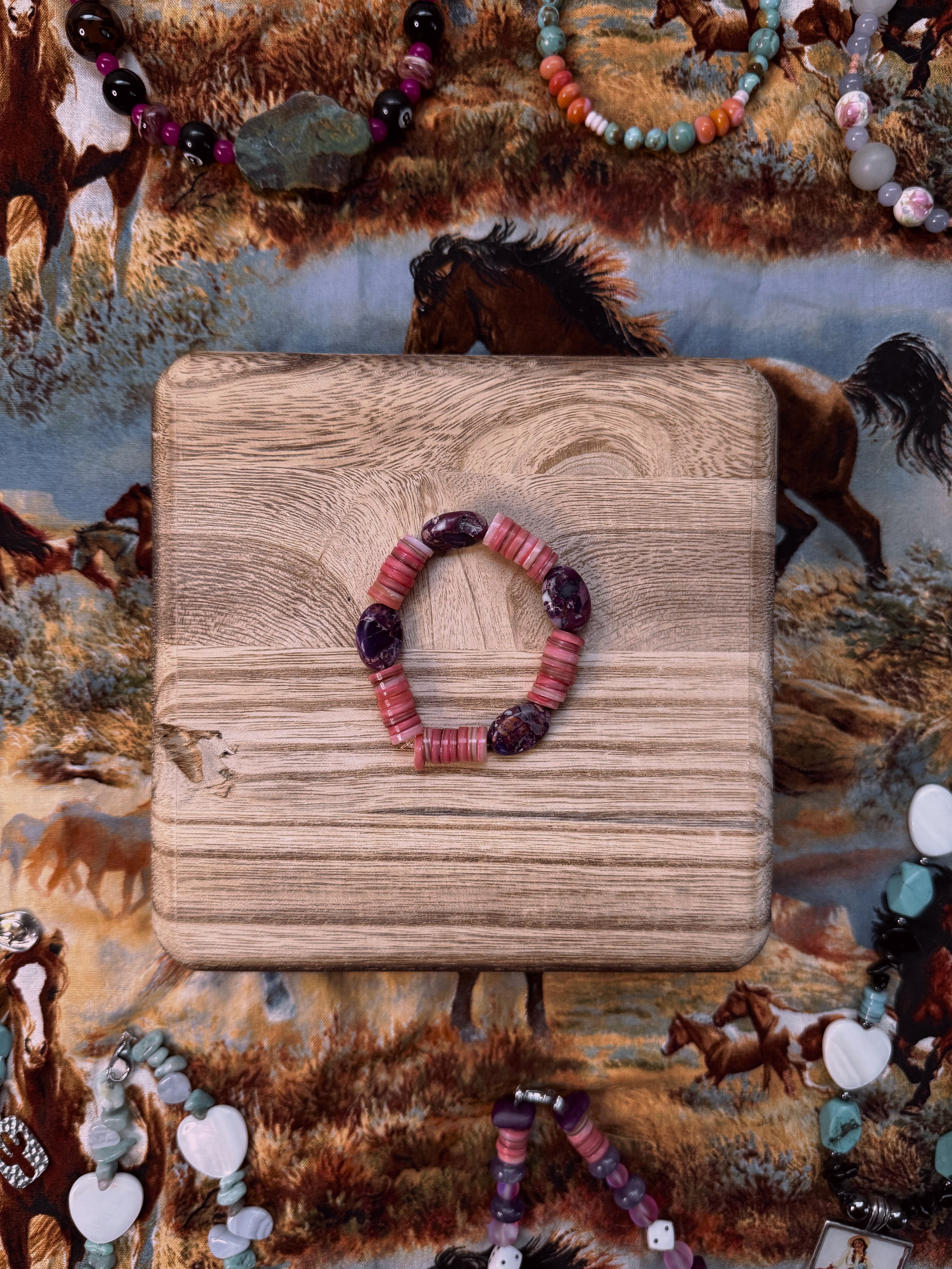 Jasper and Shell Stretch Bracelet