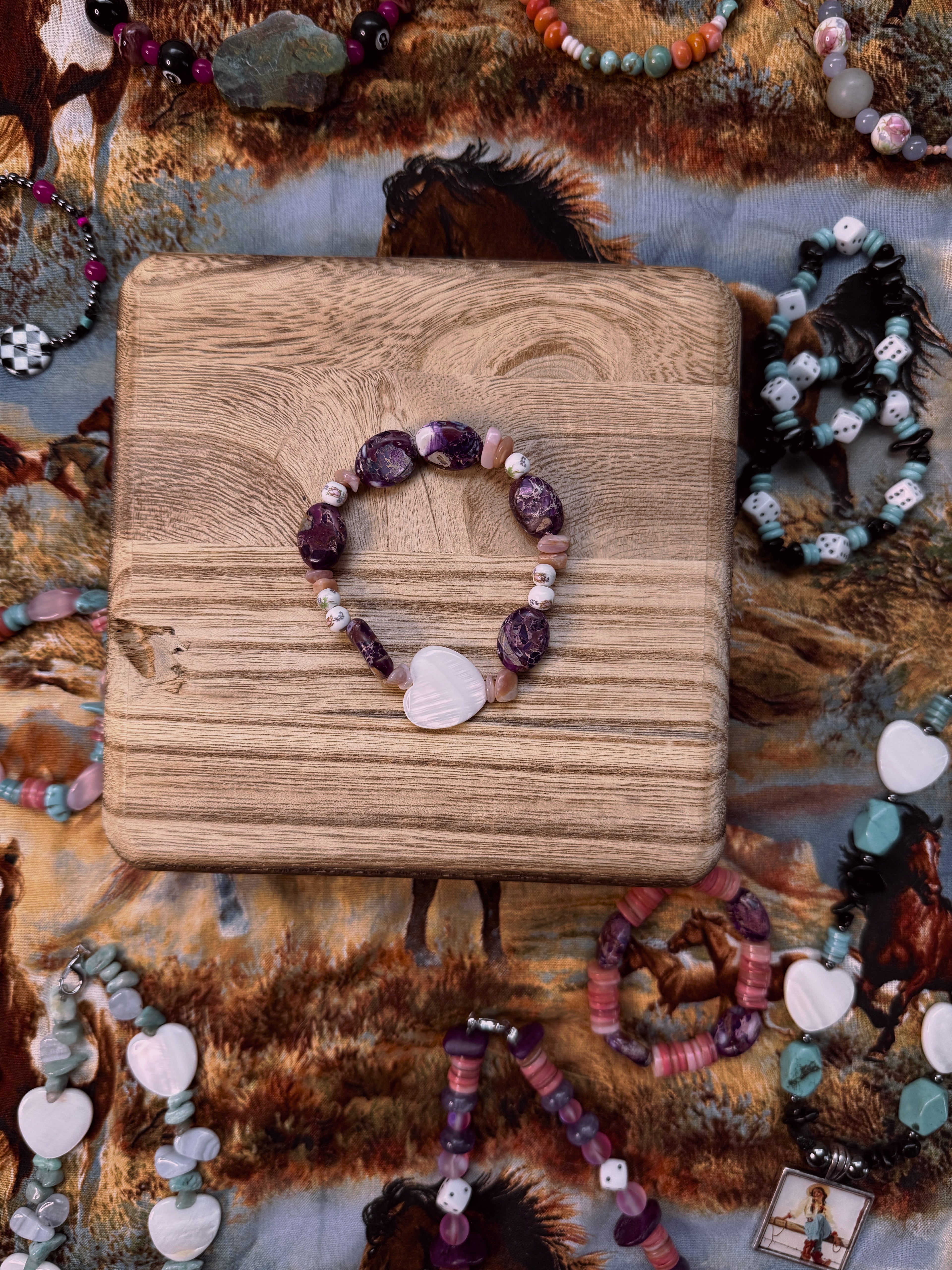 Floral Heart Stretch Bracelet