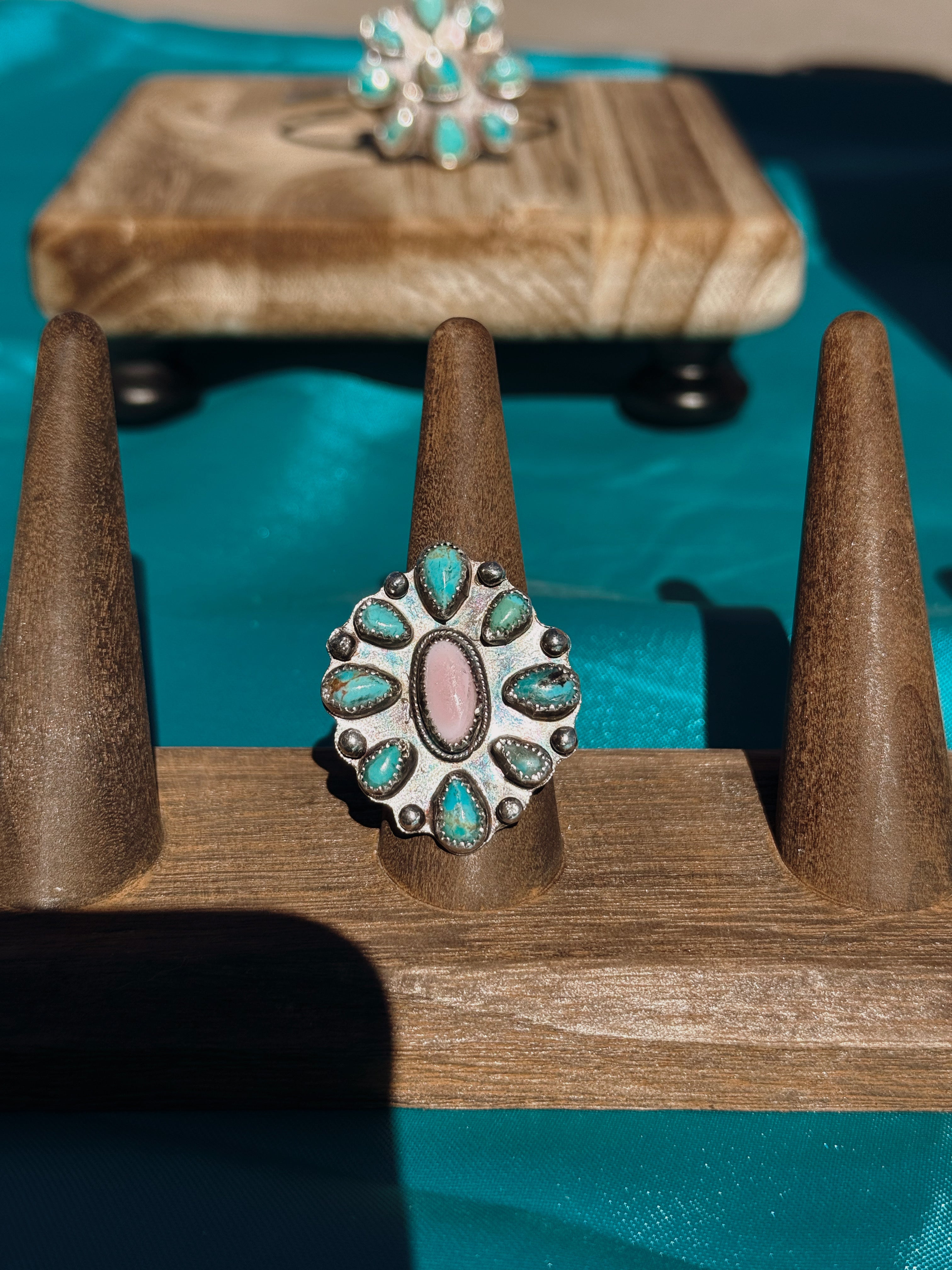 Kingman + Pink Conch Statement Ring (Size 8.5)